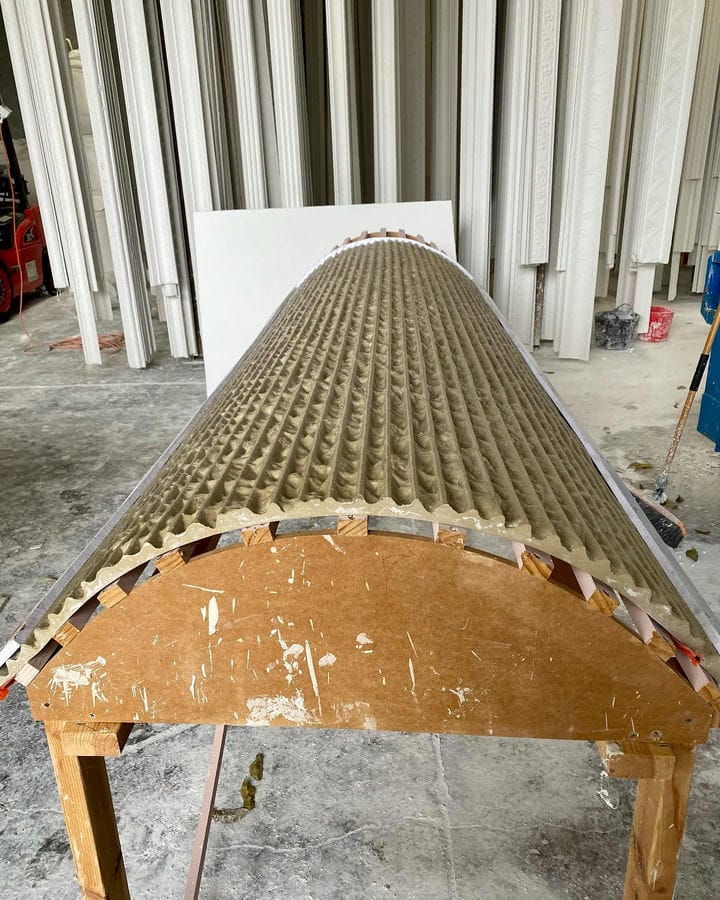 Curved Stone Look Wall Preparation — Custom Cornices in Logan Village, QLD