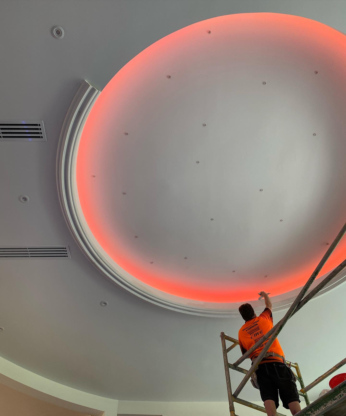 Chandelier Light Trough Installation — Custom Cornices in Logan Village, QLD