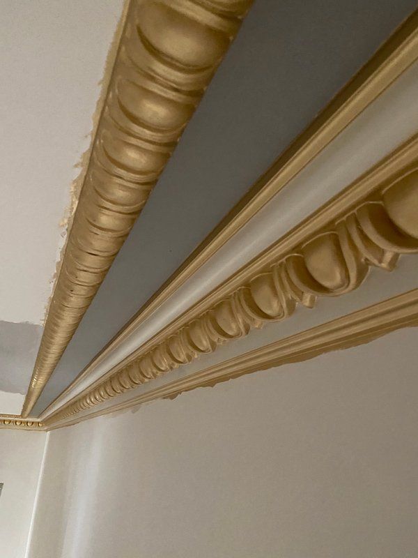 White & Gold Ceiling Rail — Custom Cornices in Logan Village, QLD