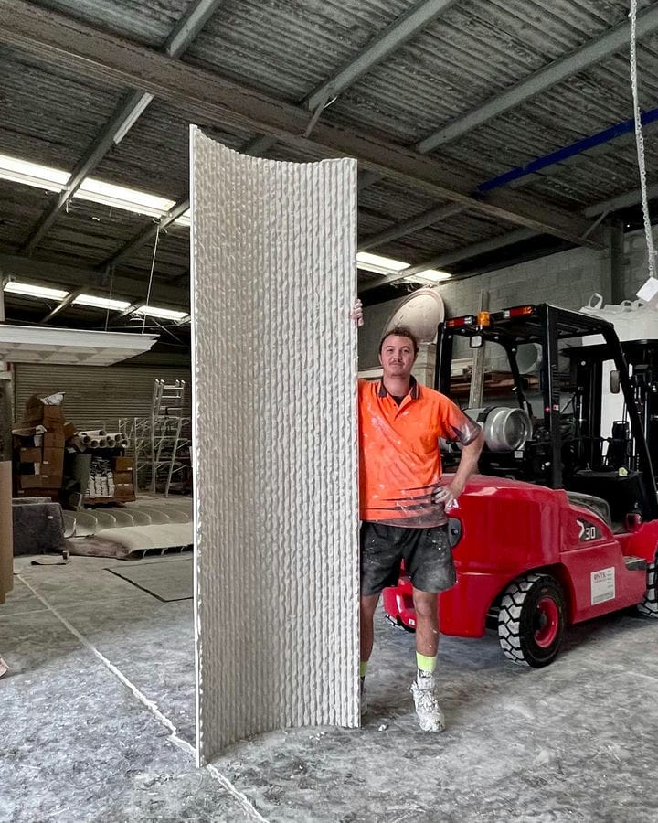 Curved Stone Wall On Process— Custom Cornices in Logan Village, QLD
