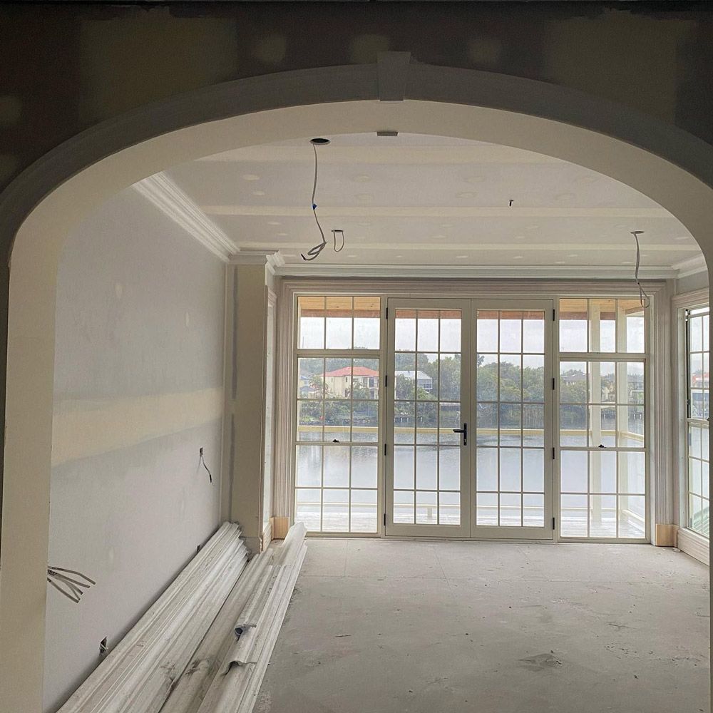 Empty room with Fibrous Work Ceiling — Manufacturing Cornices in Logan Village, QLD