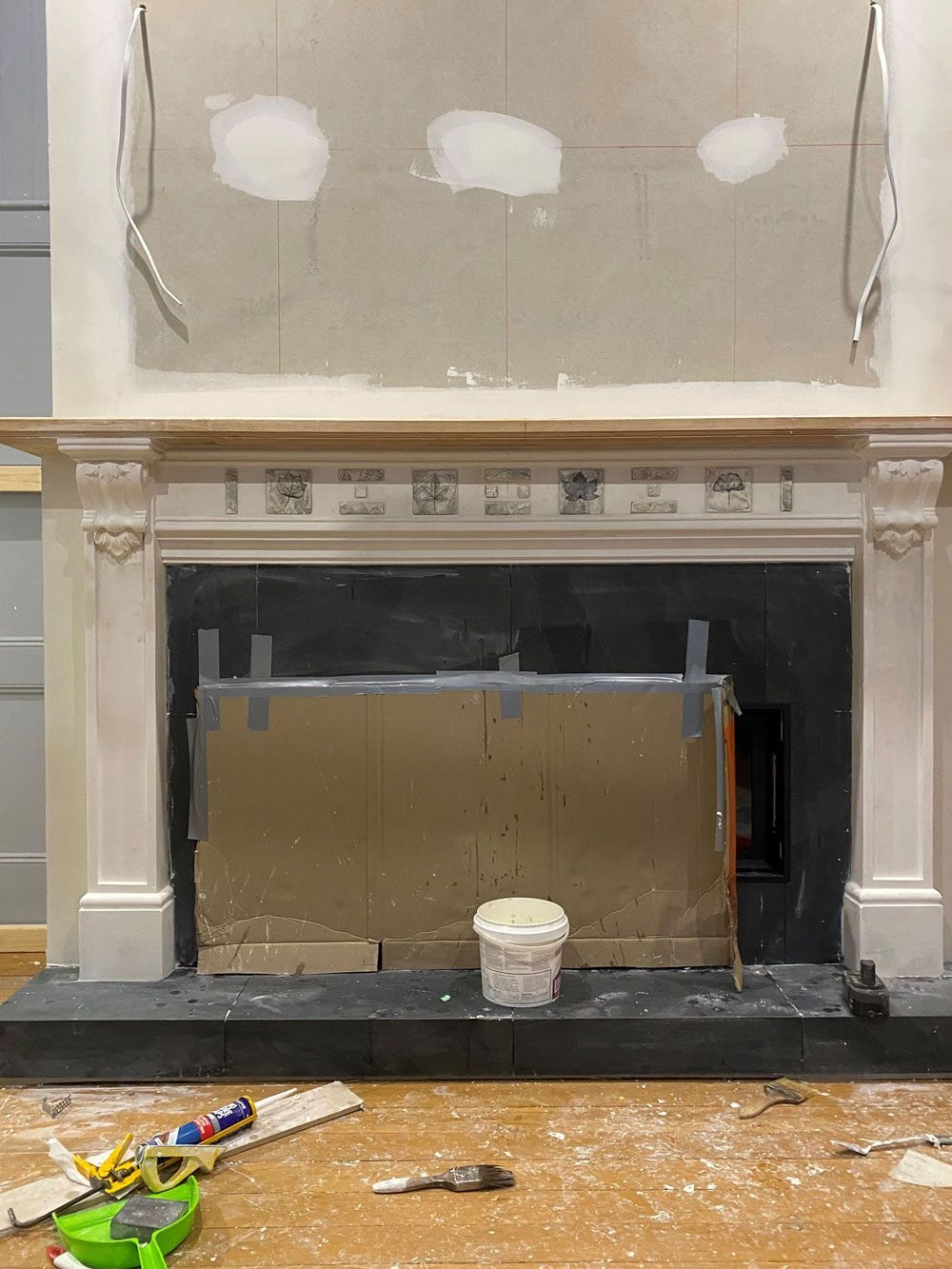 Fireplace Cornice Design Under Construction — Manufacturing Cornices in Logan Village, QLD