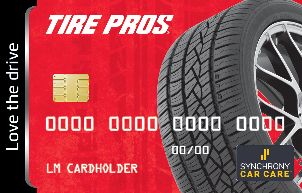 A tire pros credit card with a tire on it