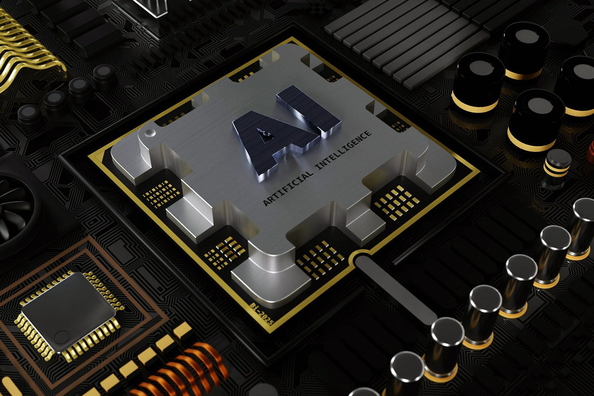 A computer chip with the word artificial intelligence on it