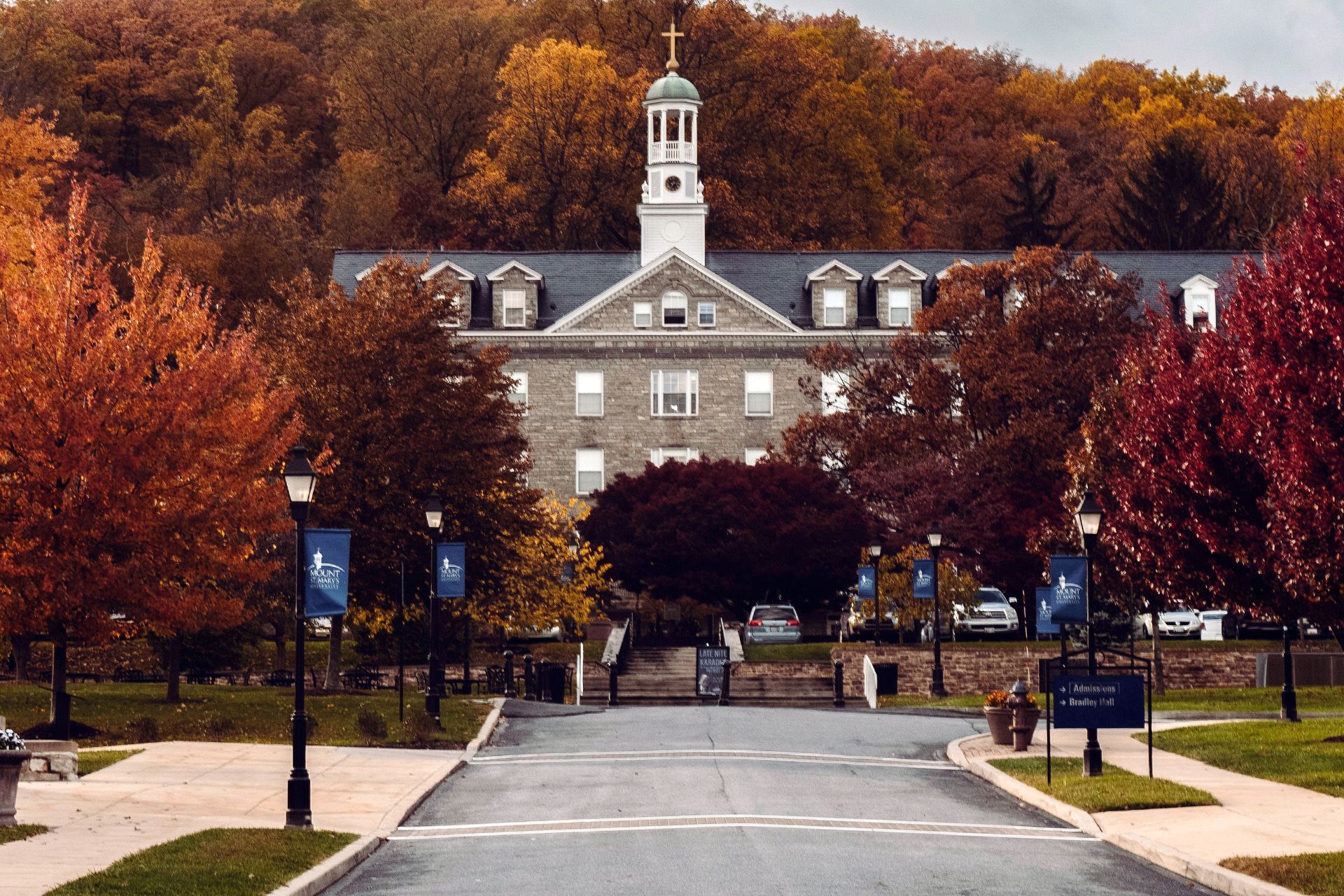 A large campus building with a clock tower.