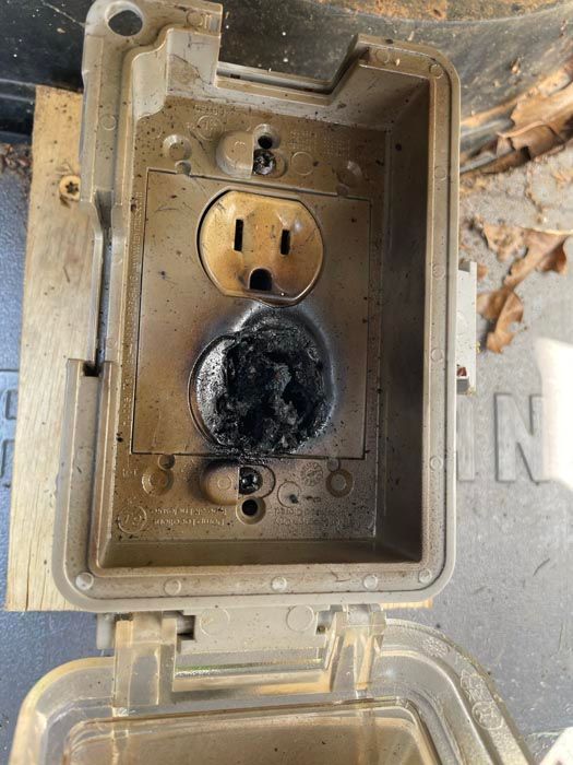 burnt electrical outlet