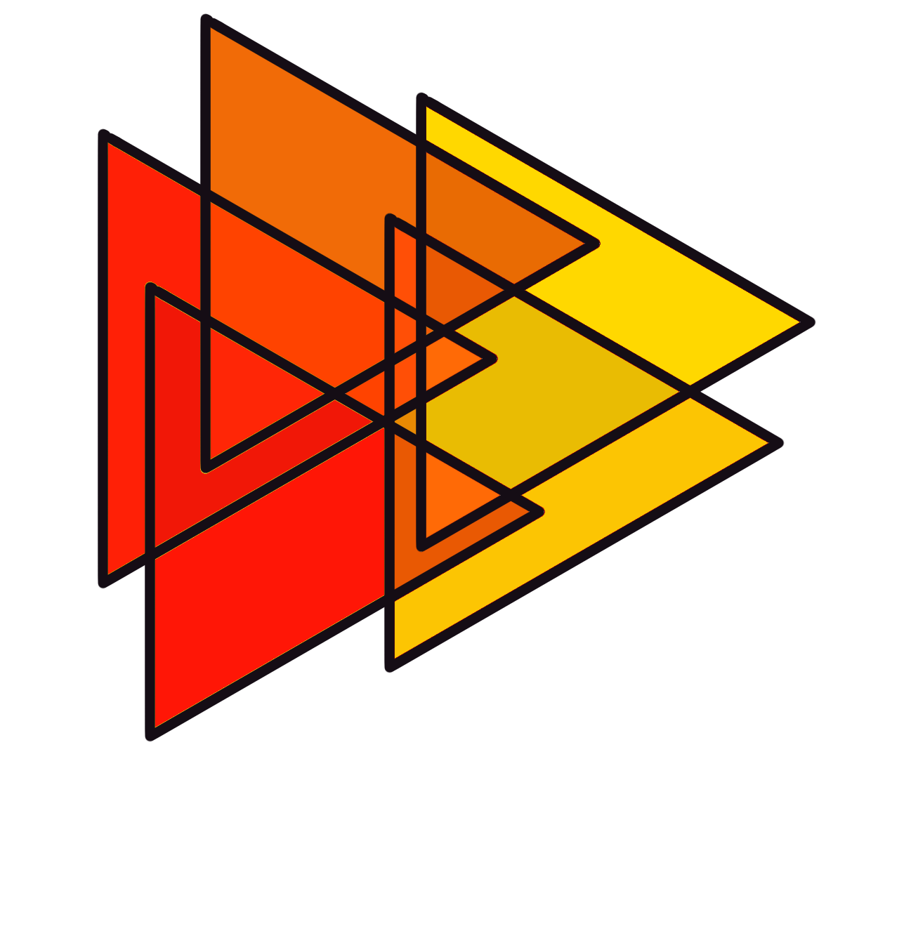 Un triángulo rojo y amarillo sobre un fondo blanco