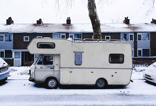 RV in the snow