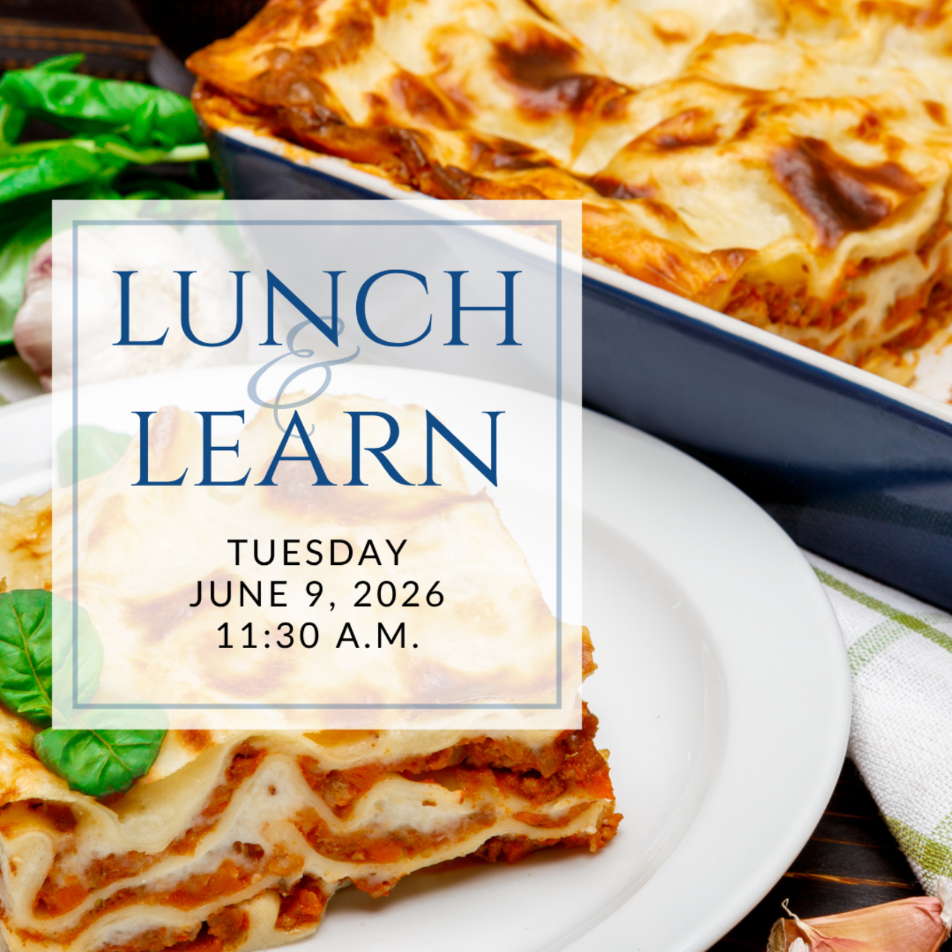 a plate of sandwiches on a table with the words lunch & learn on it