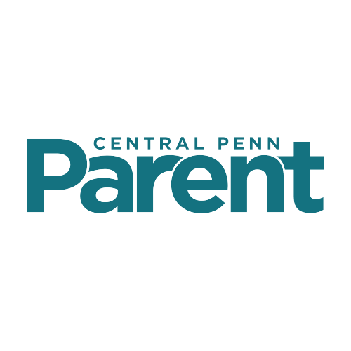 The logo for central penn parent is a blue logo on a white background.