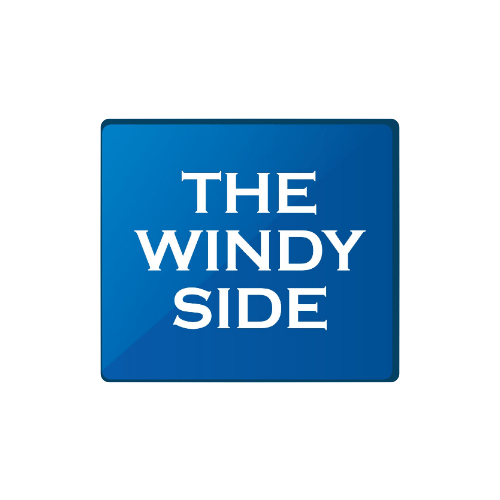 The windy side logo is a blue square with white text on it.
