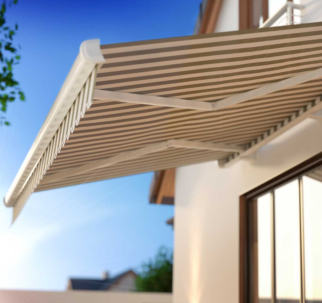 4 tende da sole a strisce bianche e verdi