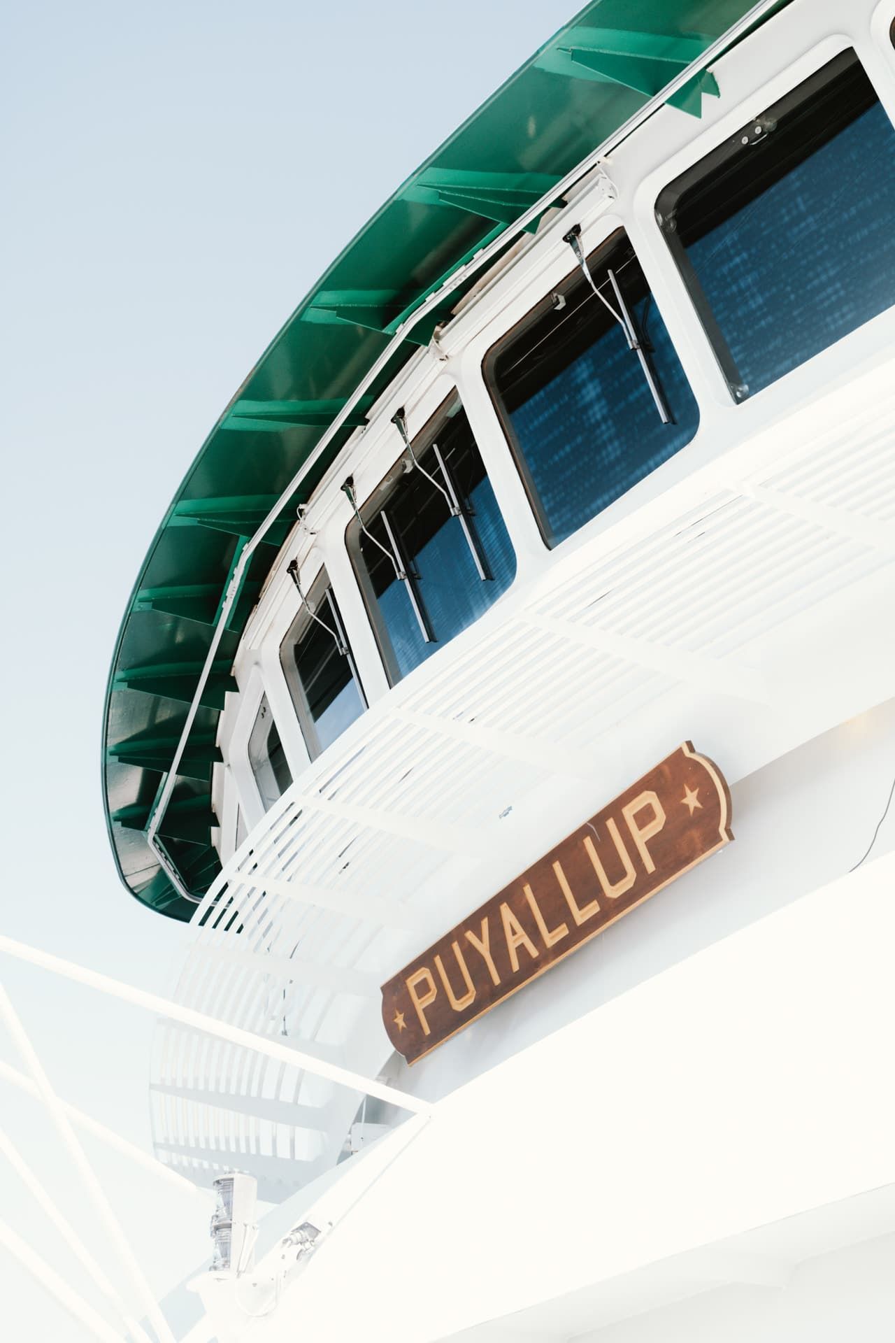 A boat with a sign that says puyallup on it