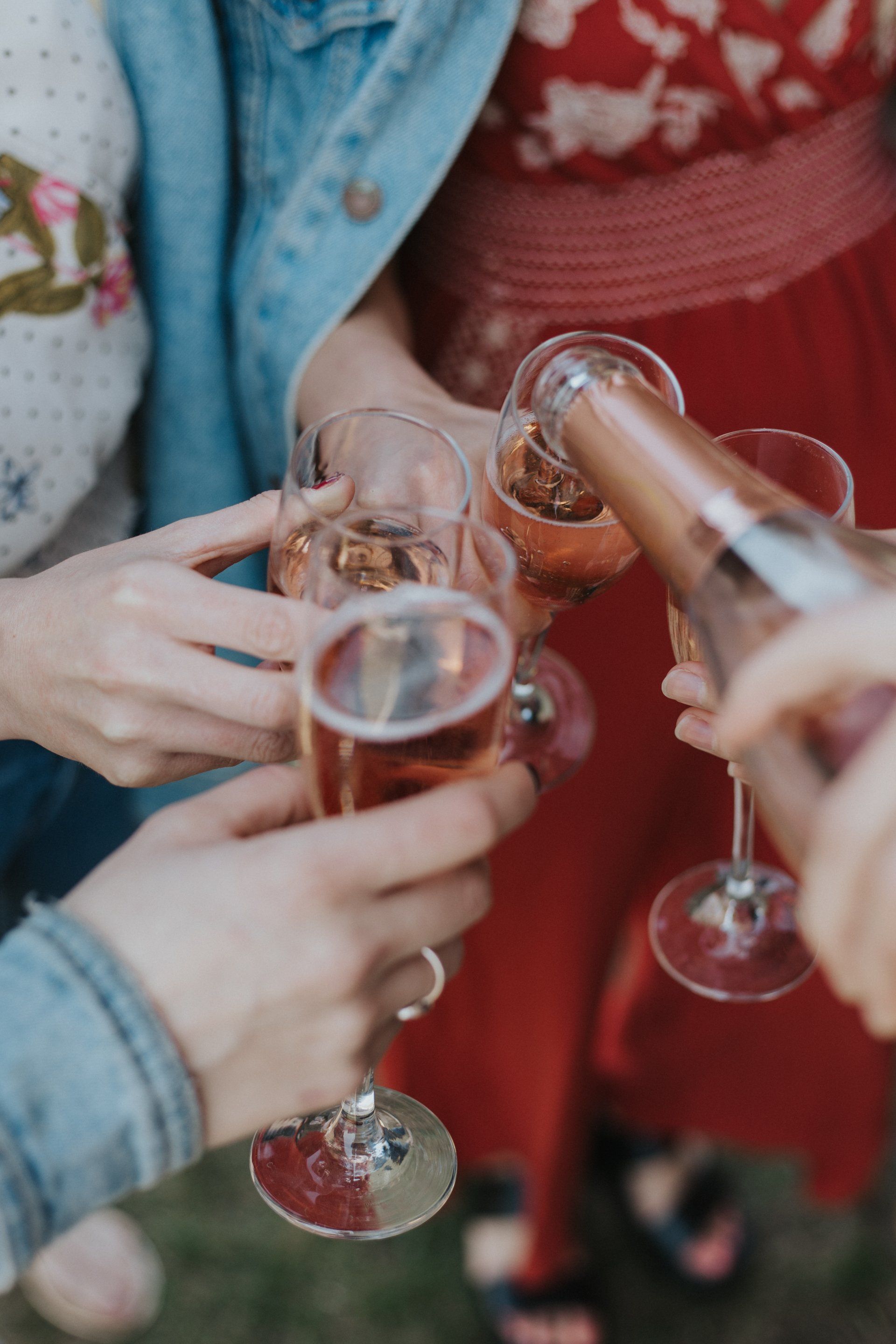A group enjoying their PEC tour with champagne