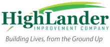 The logo for highlander improvement company building lives from the ground up