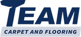 A blue and white logo for Team Carpet and Flooring