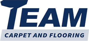 A blue and white logo for Team Carpet and Flooring