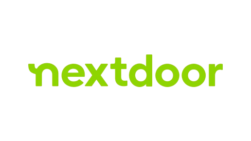 The nextdoor logo is green and white on a white background.