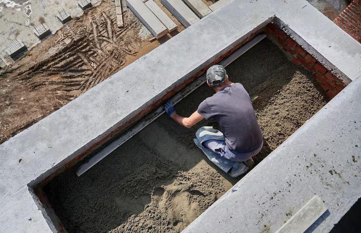 Image of construction of a concrete fire pit.