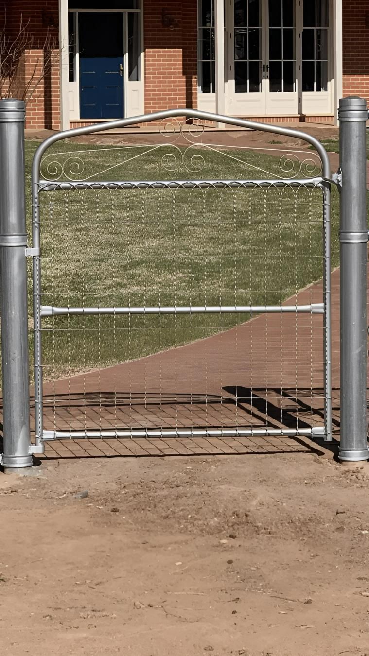 A Metal Gate Is Sitting in Front of A Brick House — Ballimore Welding in Ballimore, NSW