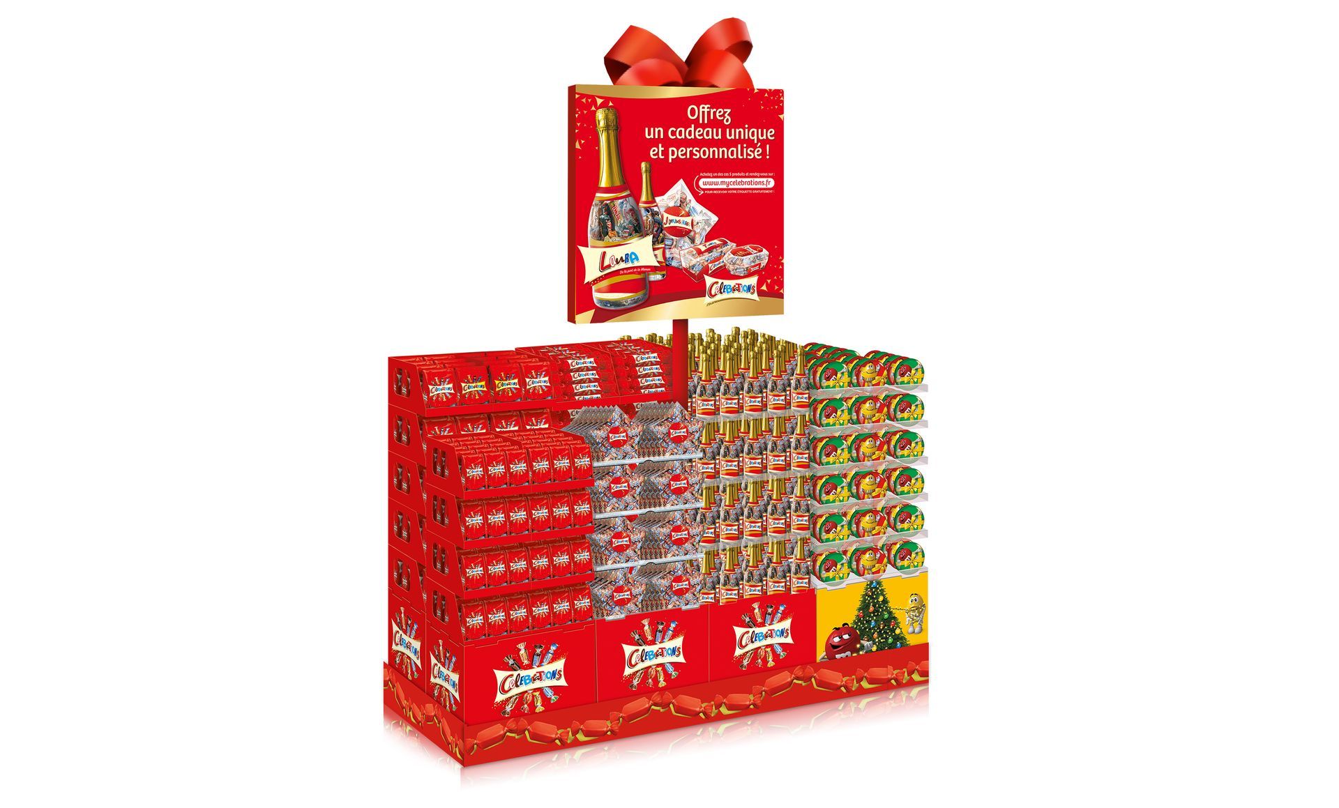 Celebrations - OP MyCelebrations personnalisation bouteilles Noël PLV Supermarché