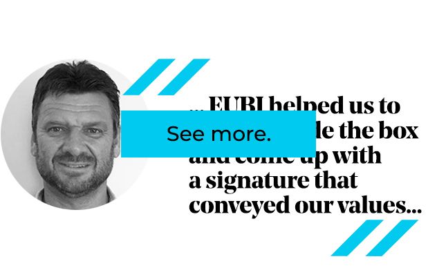 Man in a circle with a quote about EURI, the text 