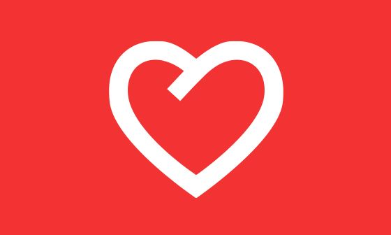Contour de coeur blanc avec une petite cassure sur fond rouge.