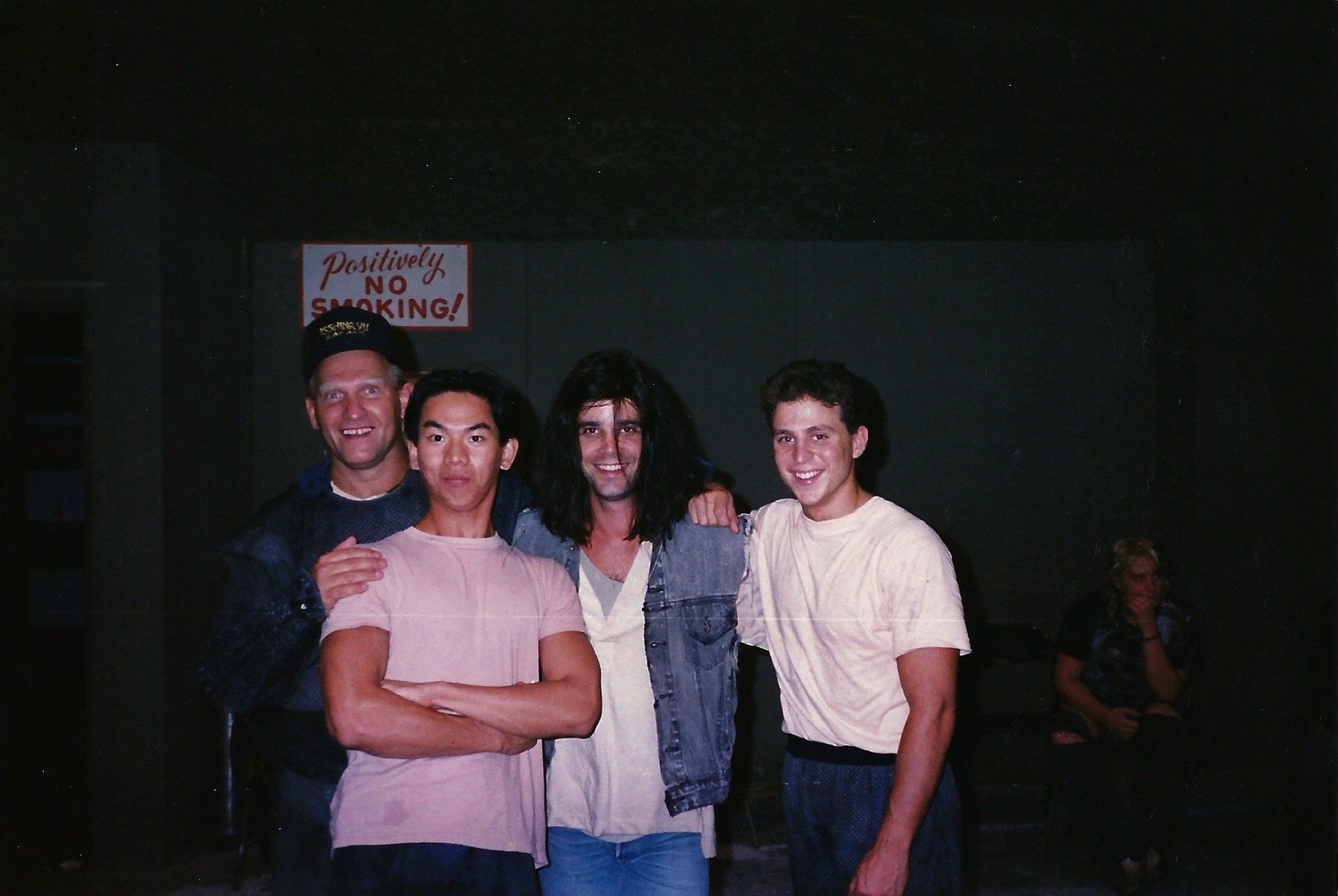 Stars of the movie TMNT posing with Kenn Scott. Read more about what it was like to come of age as mutant turtle in Kenn Scott's newest book Teenage Mutant to Ninja Turtle.