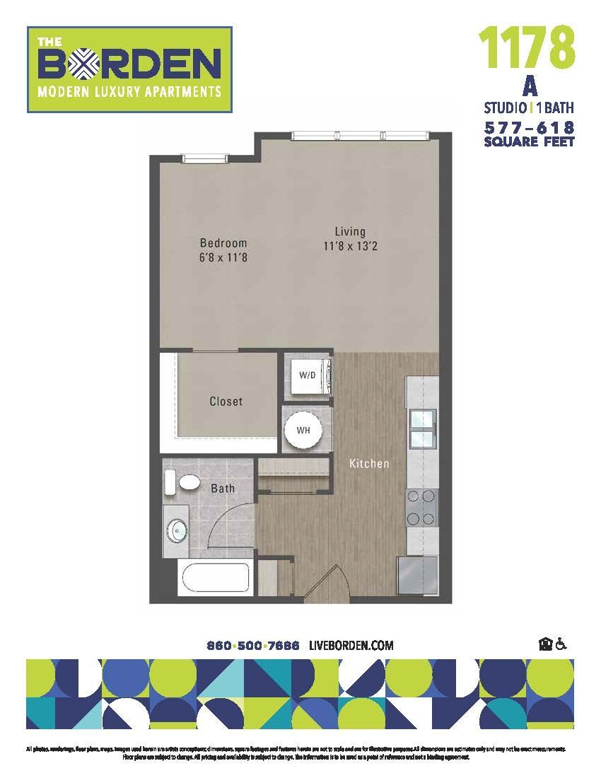 A floor plan for the borden apartment