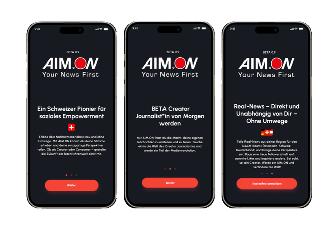 AIM.On sign up screen