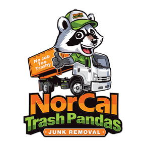 A raccoon is driving a trash truck and giving a thumbs up.