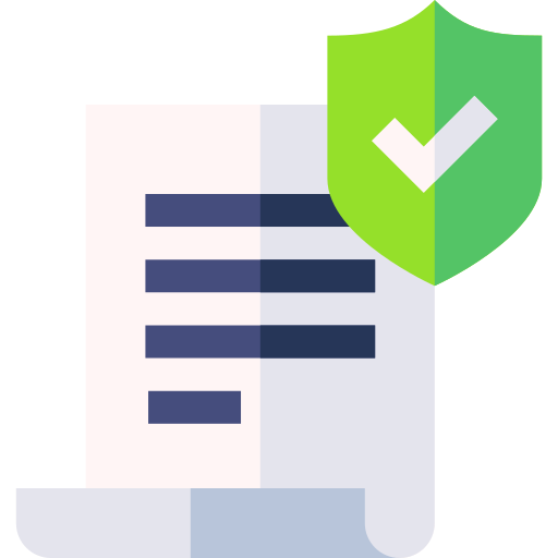 A paper with a shield and a check mark on it.