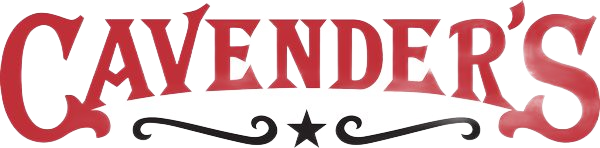 Cavender's logo with red text and a black flourish underneath.