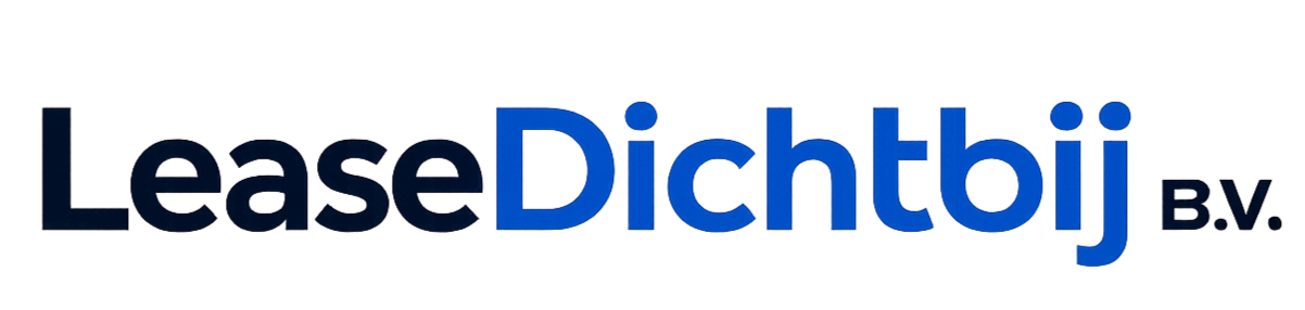 Het logo van LeaseDichtbij BV in marineblauw en blauw op een witte achtergrond.
