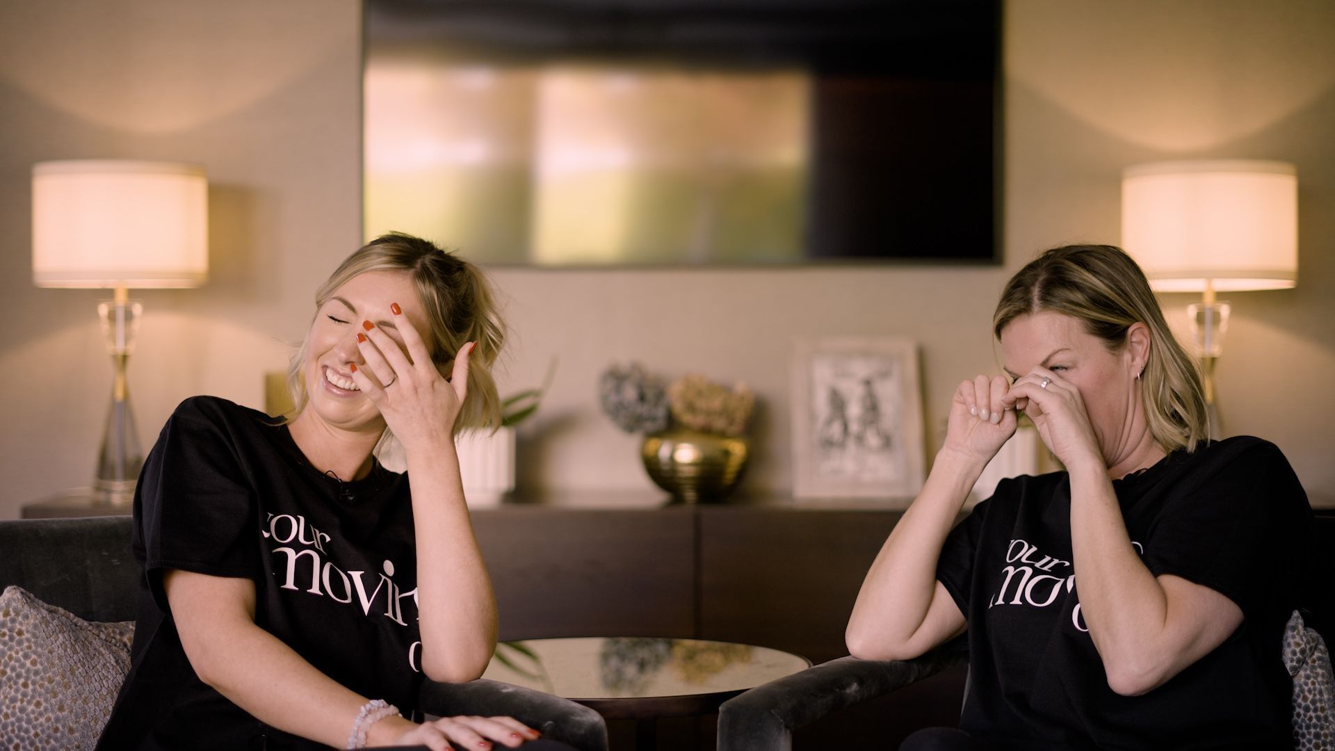 Two women laughing