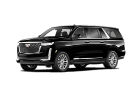 A black cadillac escalade is shown on a white background.