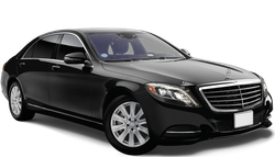 A black mercedes benz s class is shown on a white background.