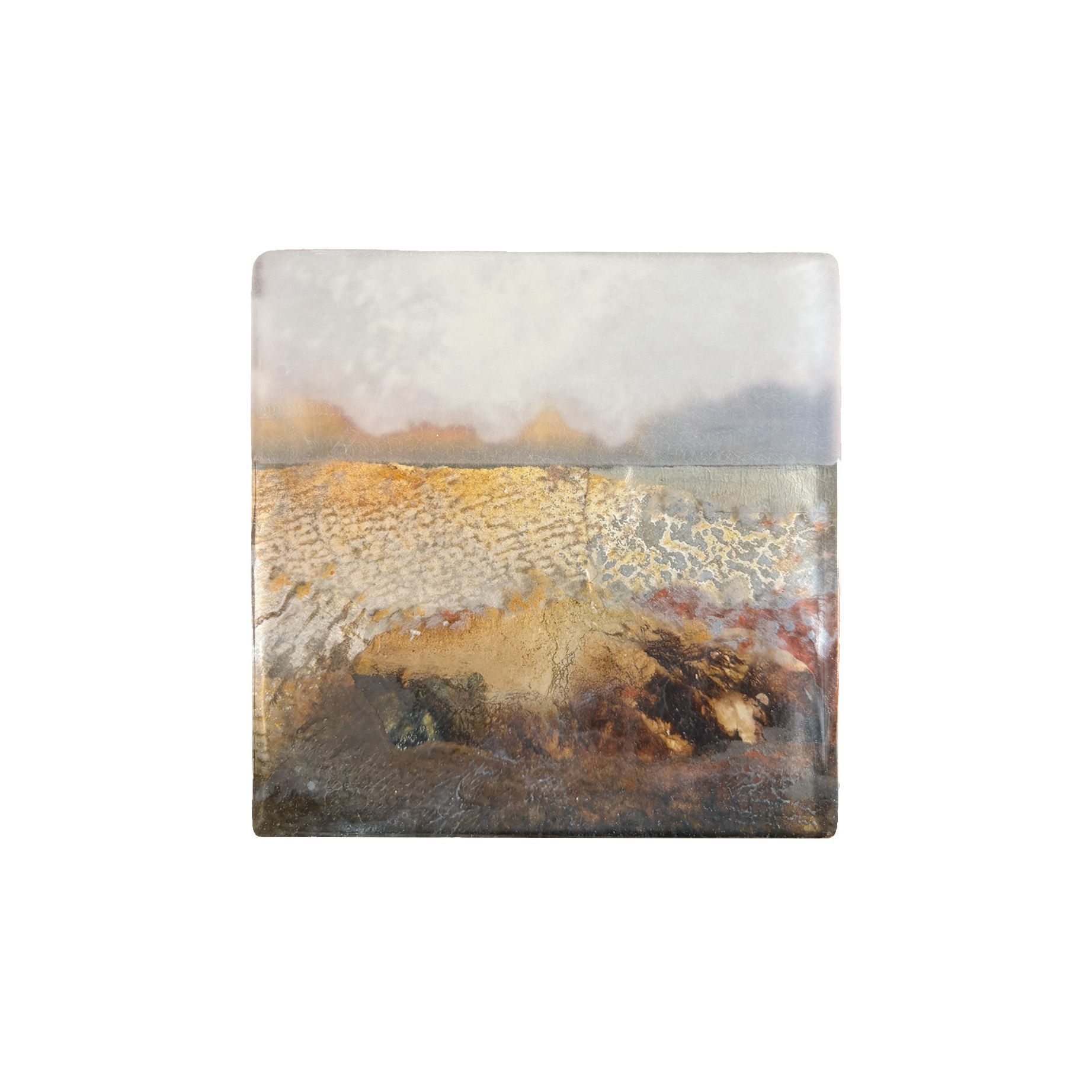 Kunstwerk met de titel Kruiende aarde (Hedendaagse kunst/ abstract expressionisme/ gemengde technieken kunstwerk/ moderne Nederlandse kunst/ natuur geïnspireerde kunst)