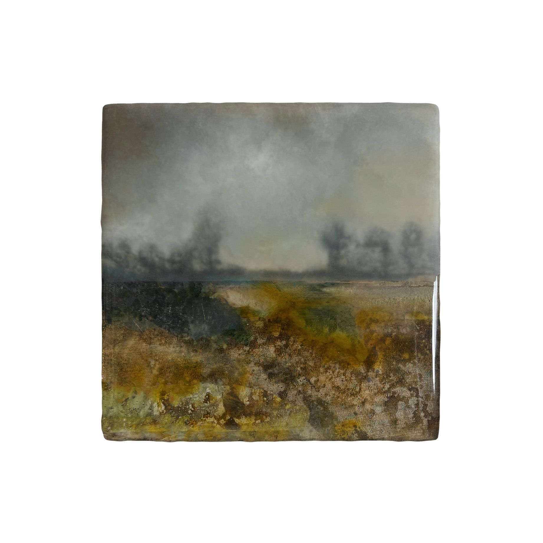 Kunstwerk met de titel land schat (Hedendaagse kunst/ abstract expressionisme/ gemengde technieken kunstwerk/ moderne Nederlandse kunst/ natuur geïnspireerde kunst)