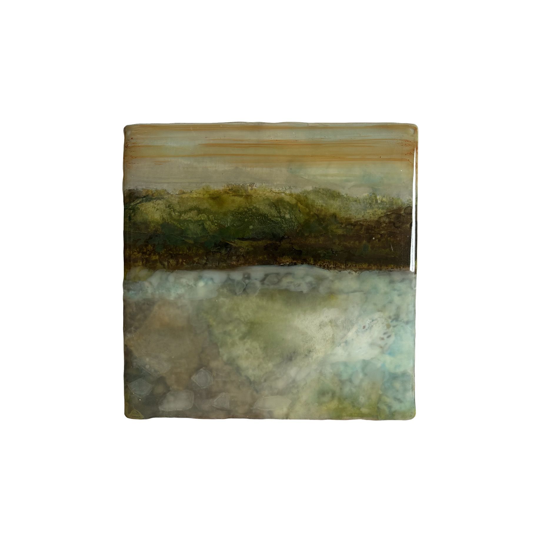 Kunstwerk met de titel berg-rivier (Hedendaagse kunst/ abstract expressionisme/ gemengde technieken kunstwerk/ moderne Nederlandse kunst/ natuur geïnspireerde kunst)