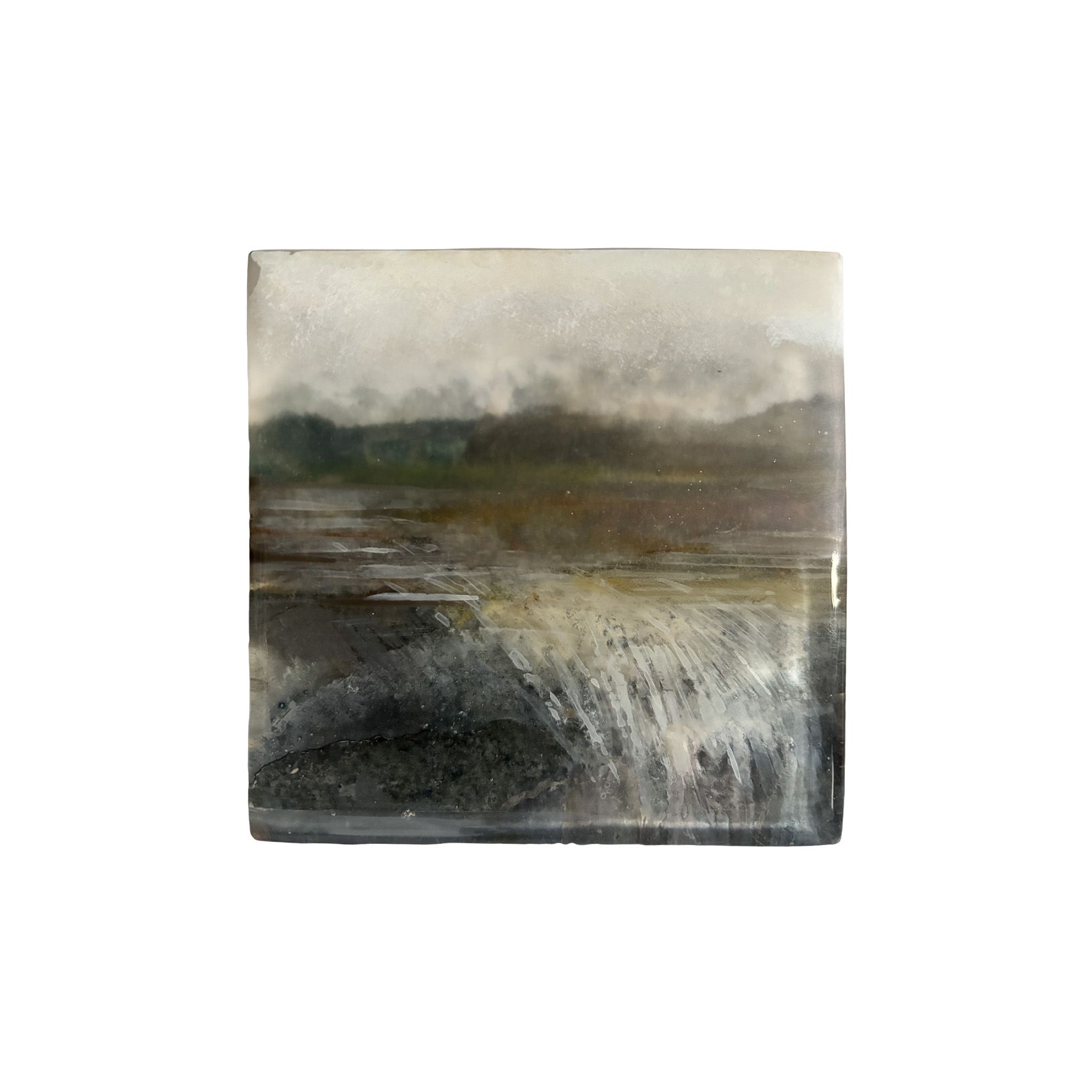 Kunstwerk met de titel ijs-val (Hedendaagse kunst/ abstract expressionisme/ gemengde technieken kunstwerk/ moderne Nederlandse kunst/ natuur geïnspireerde kunst)