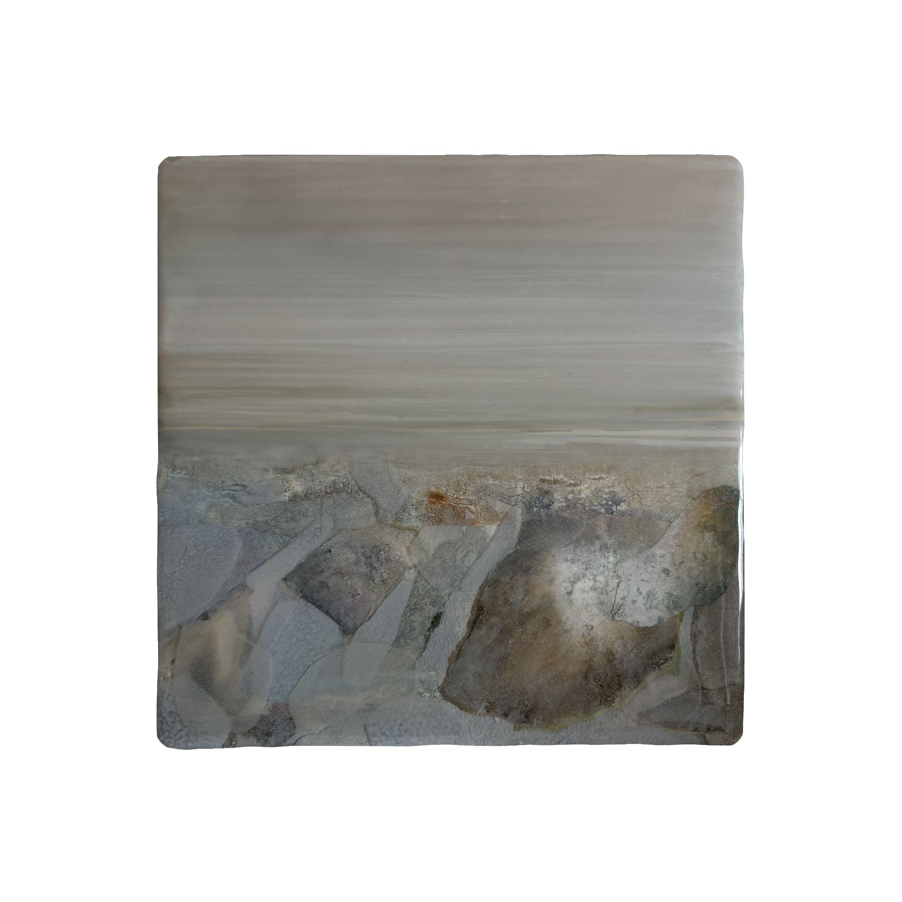 Kunstwerk met de titel luchtige land verschuiving (Hedendaagse kunst/ abstract expressionisme/ gemengde technieken kunstwerk/ moderne Nederlandse kunst/ natuur geïnspireerde kunst)
