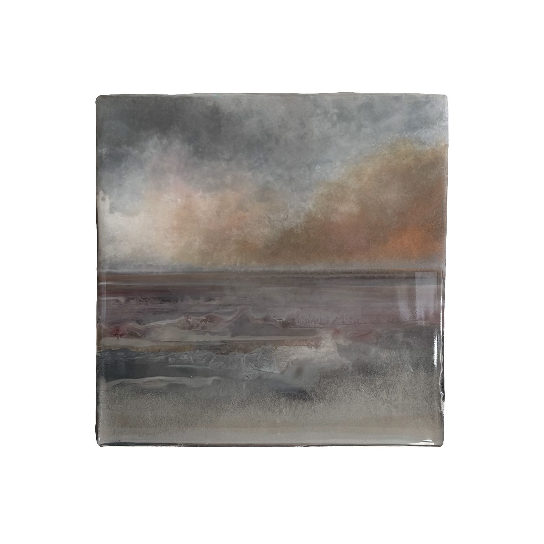 Kunstwerk met de titel zwoel zee zicht (Hedendaagse kunst/ abstract expressionisme/ gemengde technieken kunstwerk/ moderne Nederlandse kunst/ natuur geïnspireerde kunst)