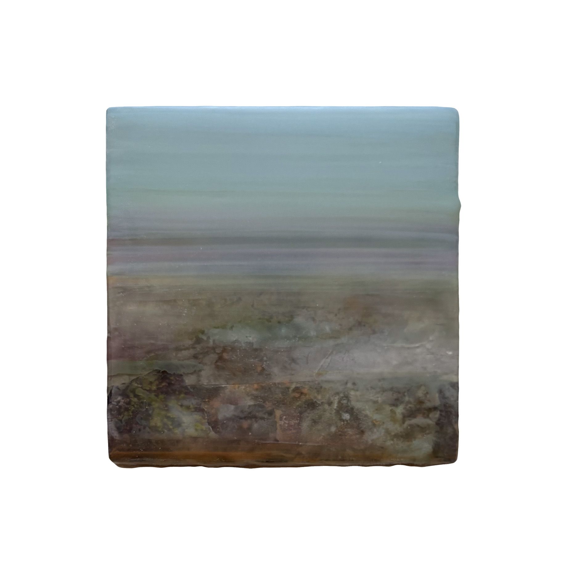 Kunstwerk met de titel zwoel zee zicht (Hedendaagse kunst/ abstract expressionisme/ gemengde technieken kunstwerk/ moderne Nederlandse kunst/ natuur geïnspireerde kunst)