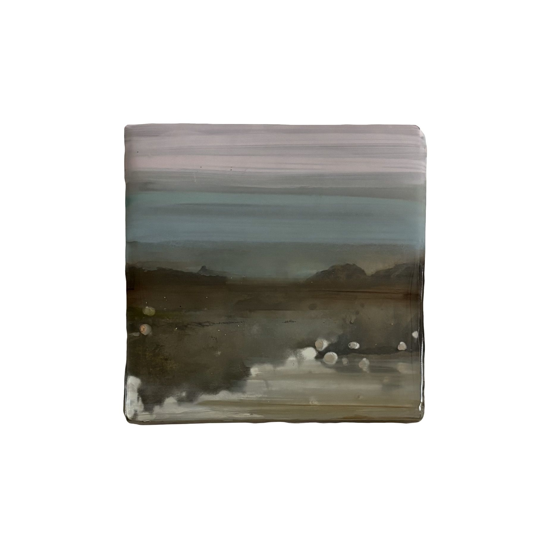 Kunstwerk met de titel zwoel zee zicht (Hedendaagse kunst/ abstract expressionisme/ gemengde technieken kunstwerk/ moderne Nederlandse kunst/ natuur geïnspireerde kunst)