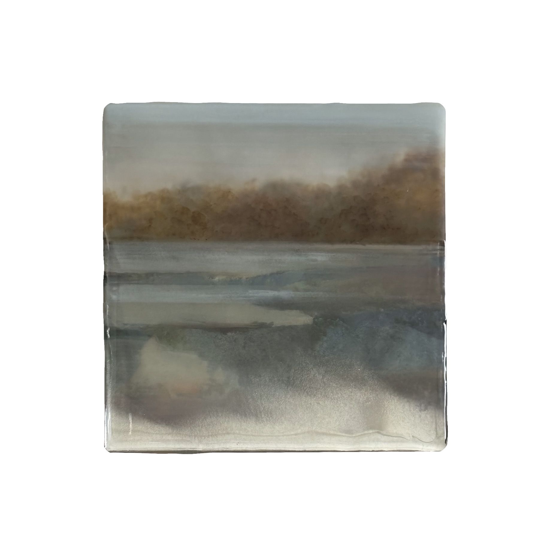 Kunstwerk met de titel zwoel zee zicht (Hedendaagse kunst/ abstract expressionisme/ gemengde technieken kunstwerk/ moderne Nederlandse kunst/ natuur geïnspireerde kunst)
