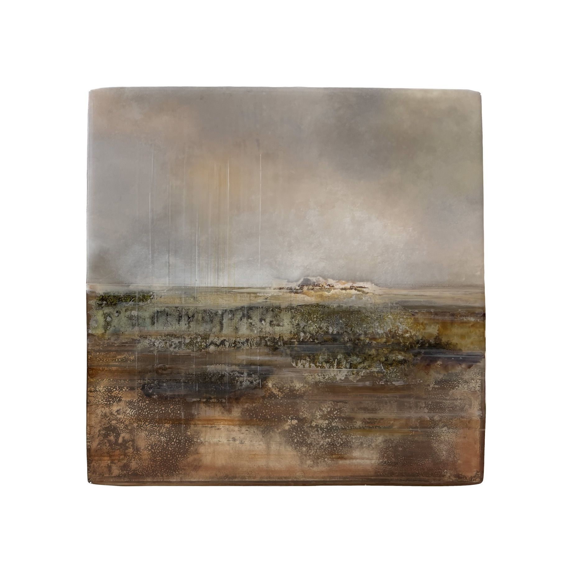 Kunstwerk met de titel vurige akker (Hedendaagse kunst/ abstract expressionisme/ gemengde technieken kunstwerk/ moderne Nederlandse kunst/ natuur geïnspireerde kunst)