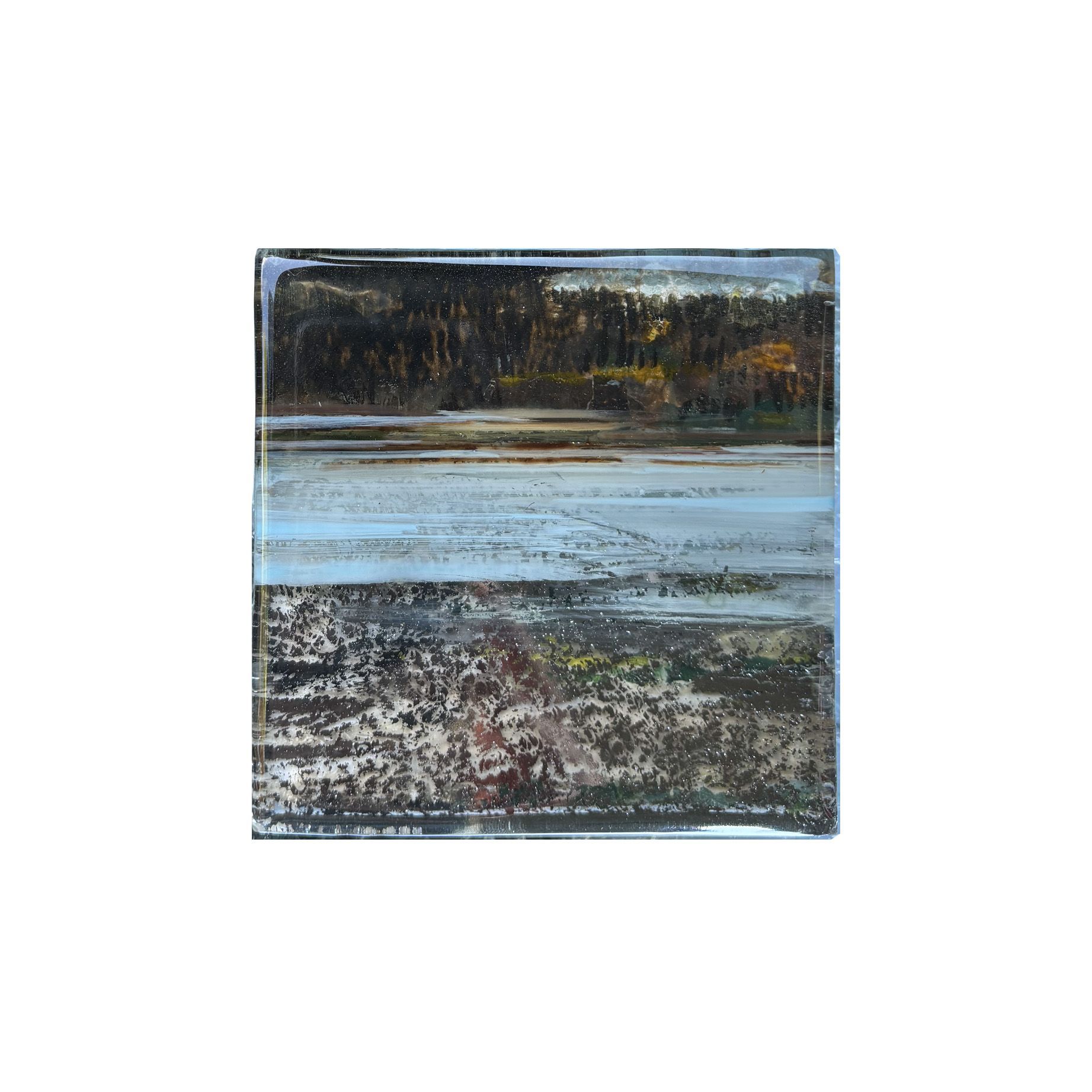 Kunstwerk met de titel lucht water AARDS - er III (Hedendaagse kunst/ abstract expressionisme/ gemengde technieken kunstwerk/ moderne Nederlandse kunst/ natuur geïnspireerde kunst)
