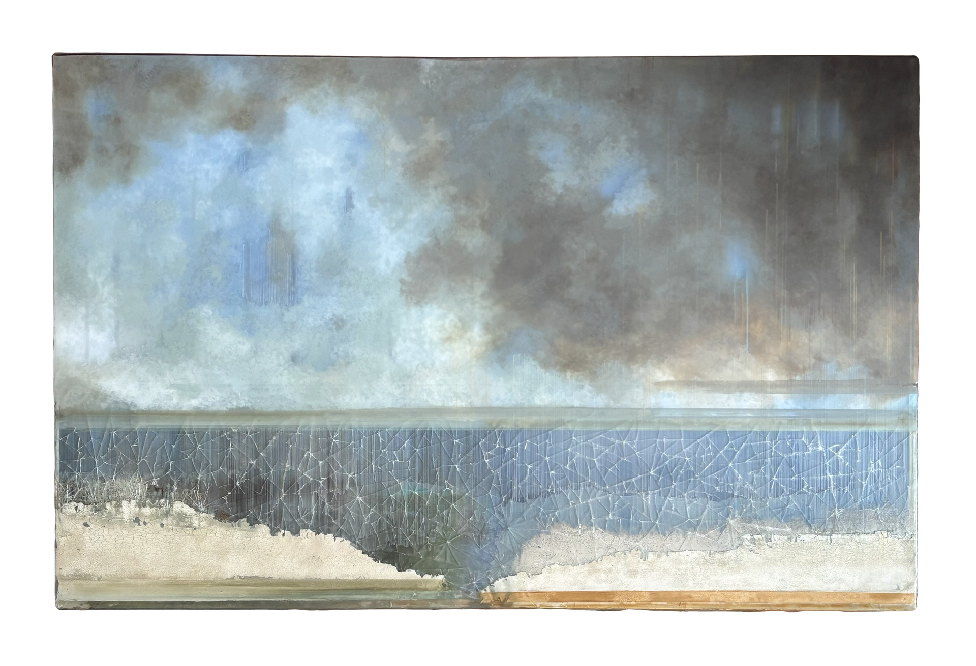 Kunstwerk met de titel kristal bloeit (Hedendaagse kunst/ abstract expressionisme/ gemengde technieken kunstwerk/ moderne Nederlandse kunst/ natuur geïnspireerde kunst)
