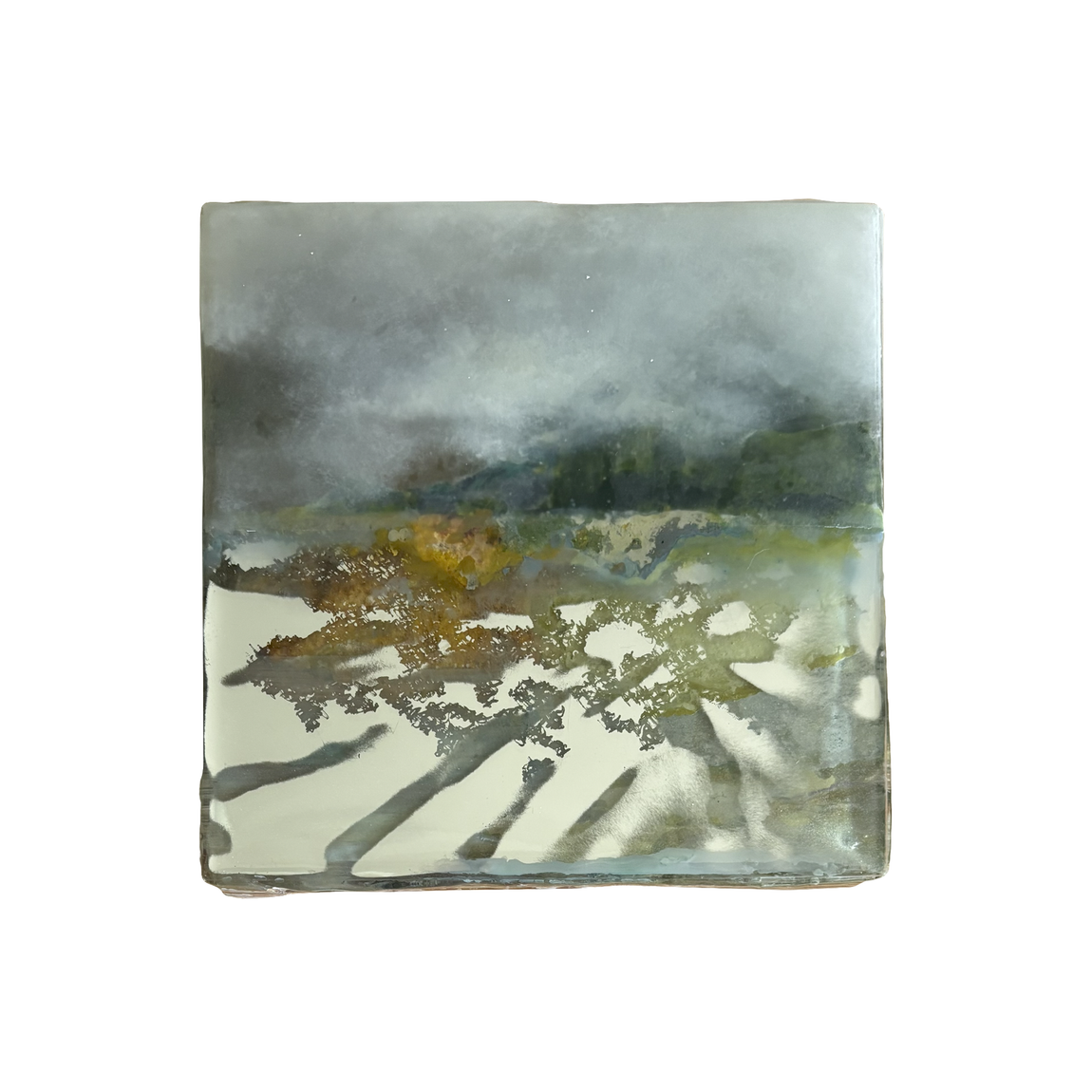 Kunstwerk met de titel vurige akker (Hedendaagse kunst/ abstract expressionisme/ gemengde technieken kunstwerk/ moderne Nederlandse kunst/ natuur geïnspireerde kunst)